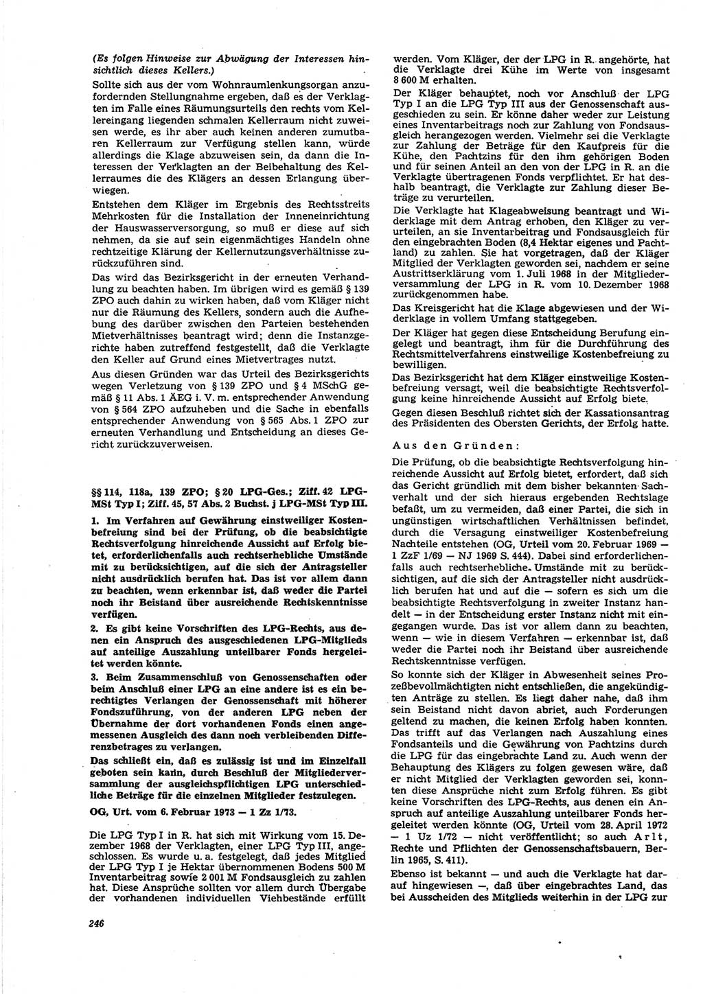 Neue Justiz (NJ), Zeitschrift für Recht und Rechtswissenschaft [Deutsche Demokratische Republik (DDR)], 27. Jahrgang 1973, Seite 246 (NJ DDR 1973, S. 246)