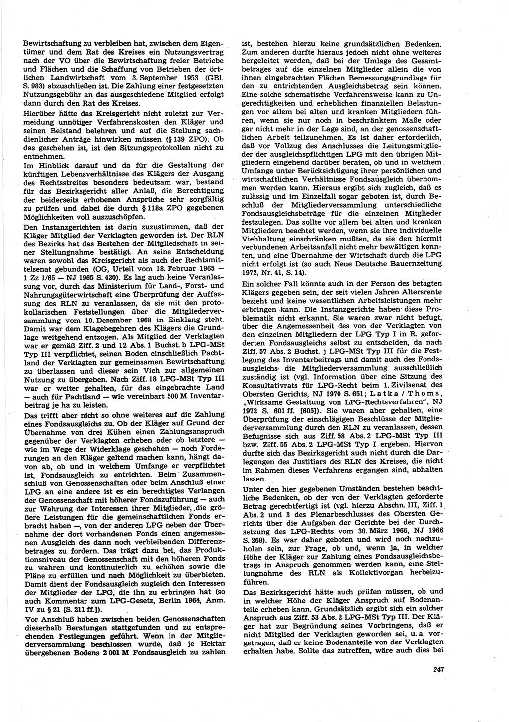 Neue Justiz (NJ), Zeitschrift für Recht und Rechtswissenschaft [Deutsche Demokratische Republik (DDR)], 27. Jahrgang 1973, Seite 247 (NJ DDR 1973, S. 247)