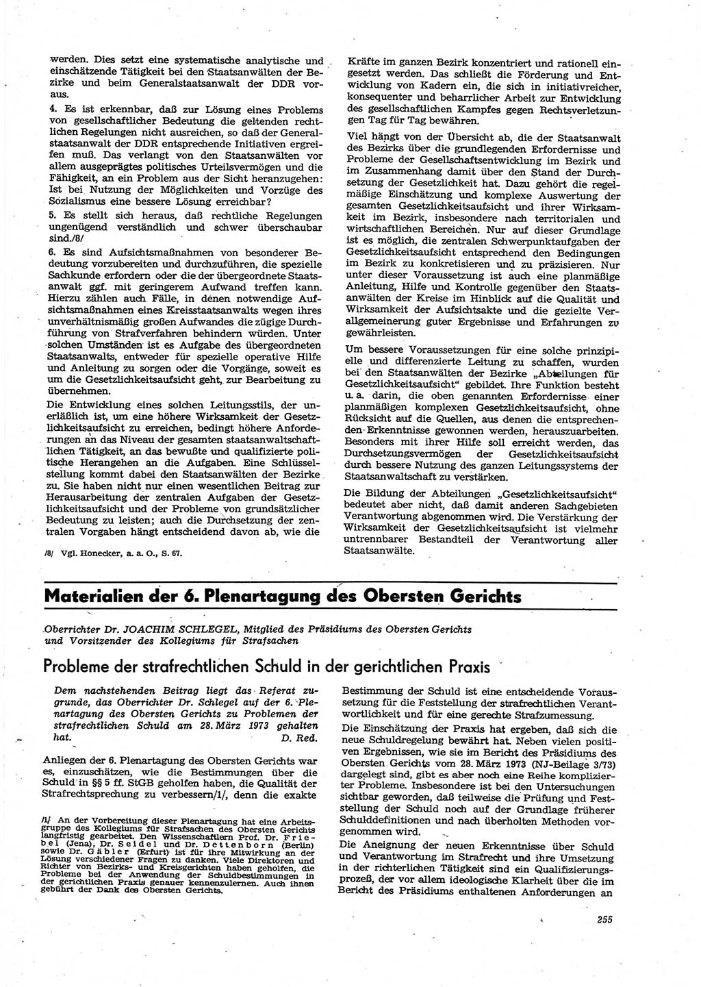 Neue Justiz (NJ), Zeitschrift für Recht und Rechtswissenschaft [Deutsche Demokratische Republik (DDR)], 27. Jahrgang 1973, Seite 255 (NJ DDR 1973, S. 255)