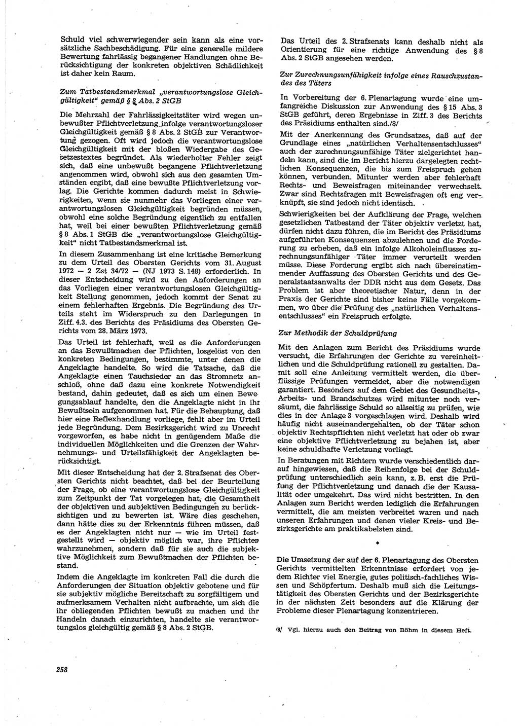 Neue Justiz (NJ), Zeitschrift für Recht und Rechtswissenschaft [Deutsche Demokratische Republik (DDR)], 27. Jahrgang 1973, Seite 258 (NJ DDR 1973, S. 258)