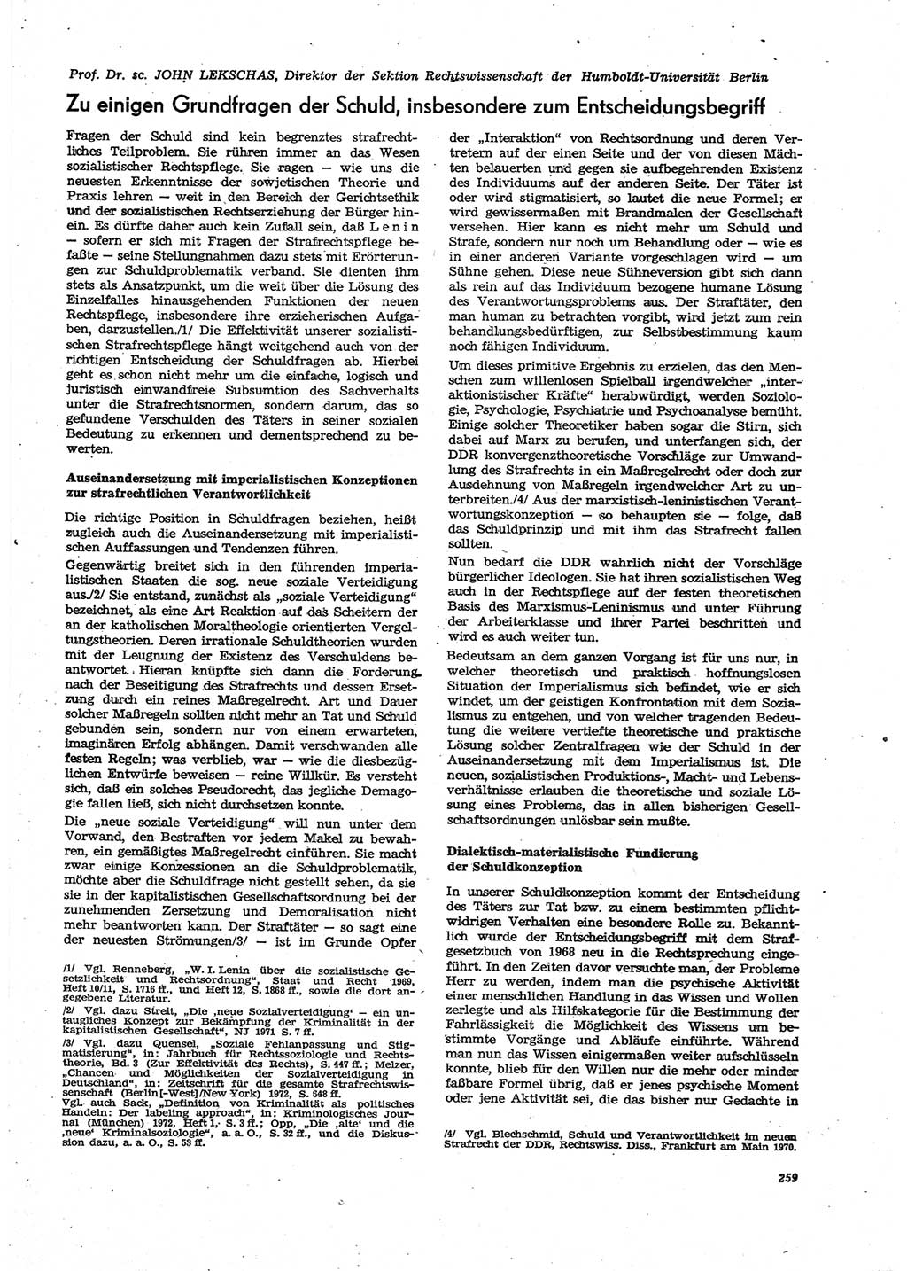Neue Justiz (NJ), Zeitschrift für Recht und Rechtswissenschaft [Deutsche Demokratische Republik (DDR)], 27. Jahrgang 1973, Seite 259 (NJ DDR 1973, S. 259)