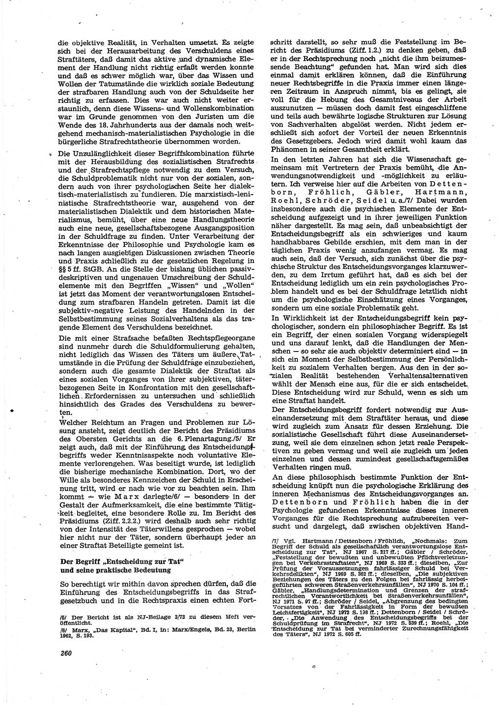 Neue Justiz (NJ), Zeitschrift für Recht und Rechtswissenschaft [Deutsche Demokratische Republik (DDR)], 27. Jahrgang 1973, Seite 260 (NJ DDR 1973, S. 260)