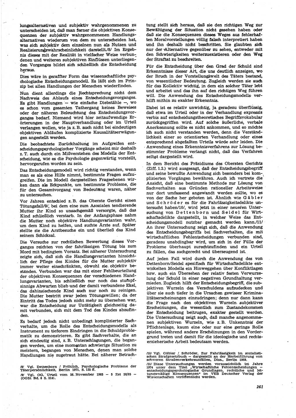 Neue Justiz (NJ), Zeitschrift für Recht und Rechtswissenschaft [Deutsche Demokratische Republik (DDR)], 27. Jahrgang 1973, Seite 261 (NJ DDR 1973, S. 261)