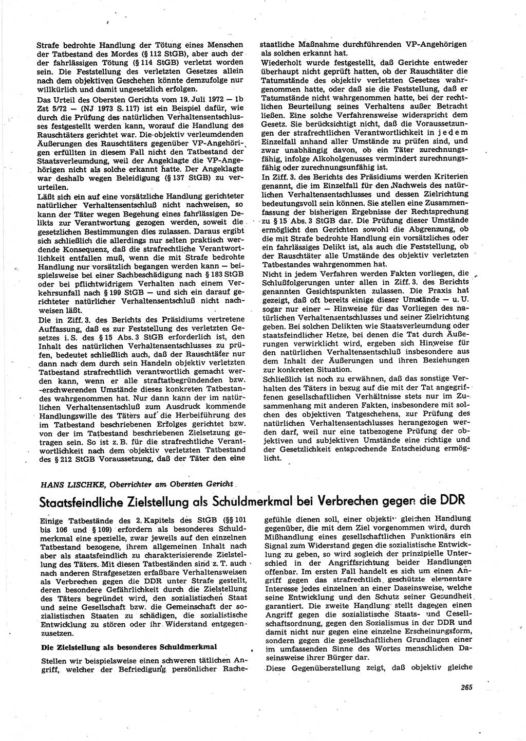 Neue Justiz (NJ), Zeitschrift für Recht und Rechtswissenschaft [Deutsche Demokratische Republik (DDR)], 27. Jahrgang 1973, Seite 265 (NJ DDR 1973, S. 265)