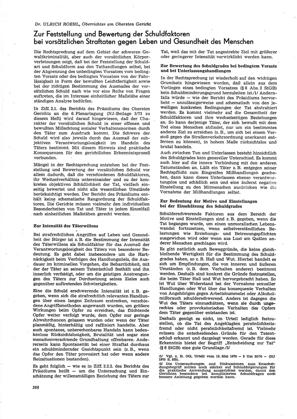 Neue Justiz (NJ), Zeitschrift für Recht und Rechtswissenschaft [Deutsche Demokratische Republik (DDR)], 27. Jahrgang 1973, Seite 268 (NJ DDR 1973, S. 268)