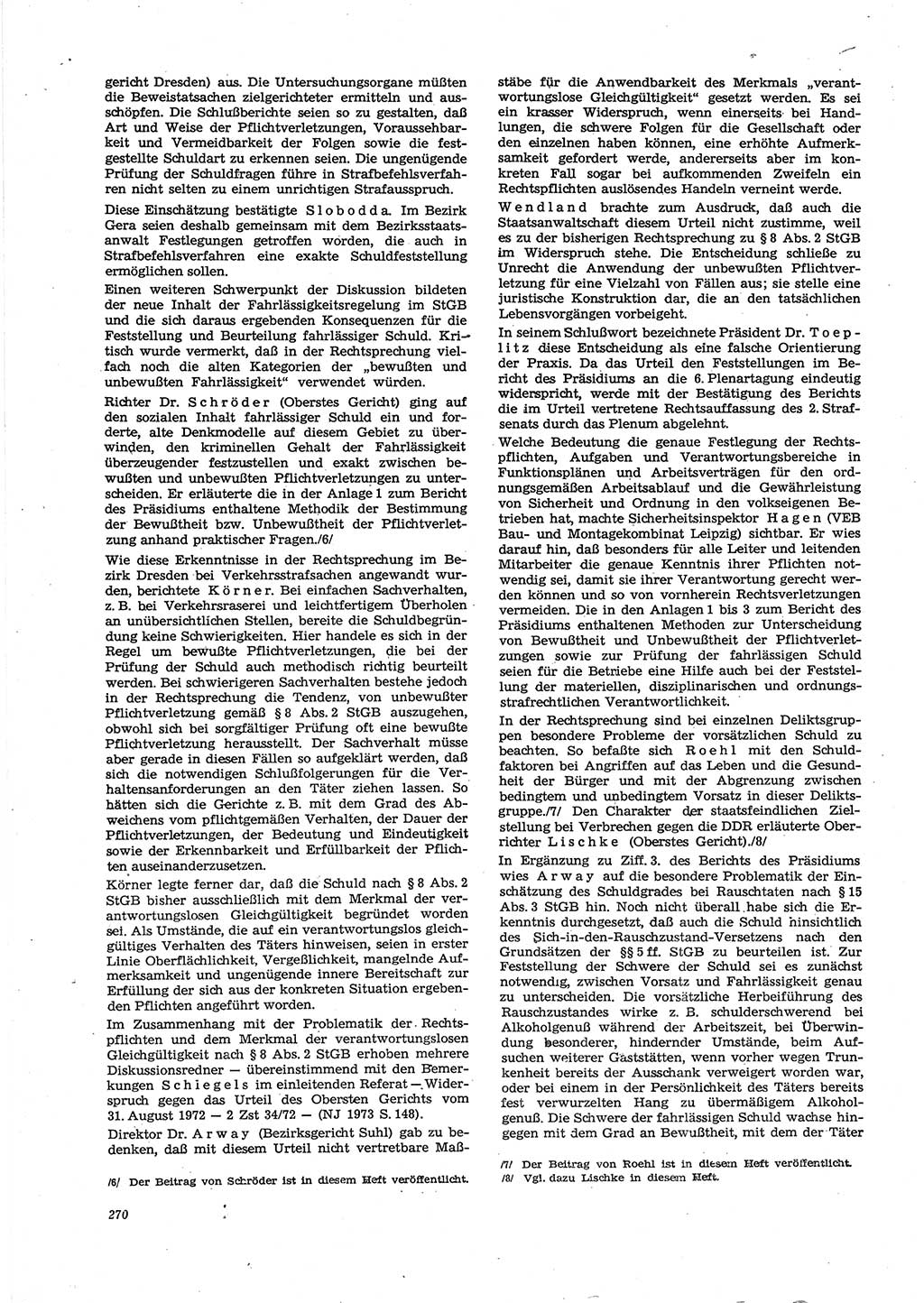 Neue Justiz (NJ), Zeitschrift für Recht und Rechtswissenschaft [Deutsche Demokratische Republik (DDR)], 27. Jahrgang 1973, Seite 270 (NJ DDR 1973, S. 270)