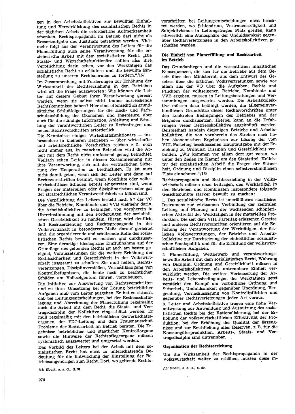 Neue Justiz (NJ), Zeitschrift für Recht und Rechtswissenschaft [Deutsche Demokratische Republik (DDR)], 27. Jahrgang 1973, Seite 278 (NJ DDR 1973, S. 278)