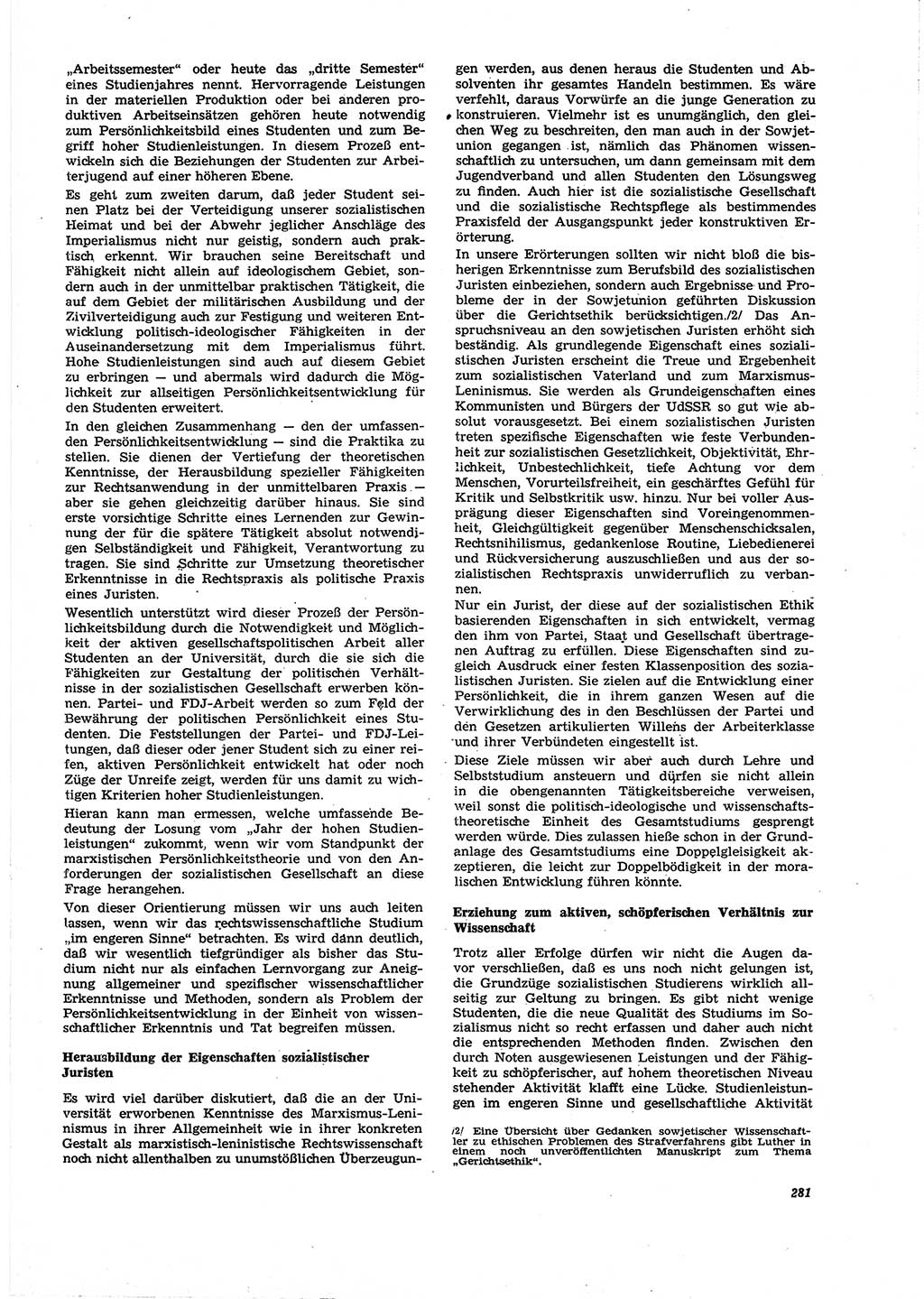 Neue Justiz (NJ), Zeitschrift für Recht und Rechtswissenschaft [Deutsche Demokratische Republik (DDR)], 27. Jahrgang 1973, Seite 281 (NJ DDR 1973, S. 281)