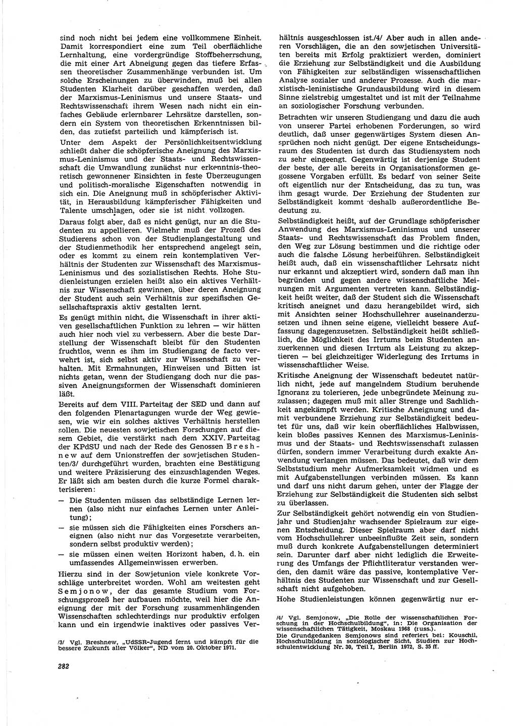 Neue Justiz (NJ), Zeitschrift für Recht und Rechtswissenschaft [Deutsche Demokratische Republik (DDR)], 27. Jahrgang 1973, Seite 282 (NJ DDR 1973, S. 282)