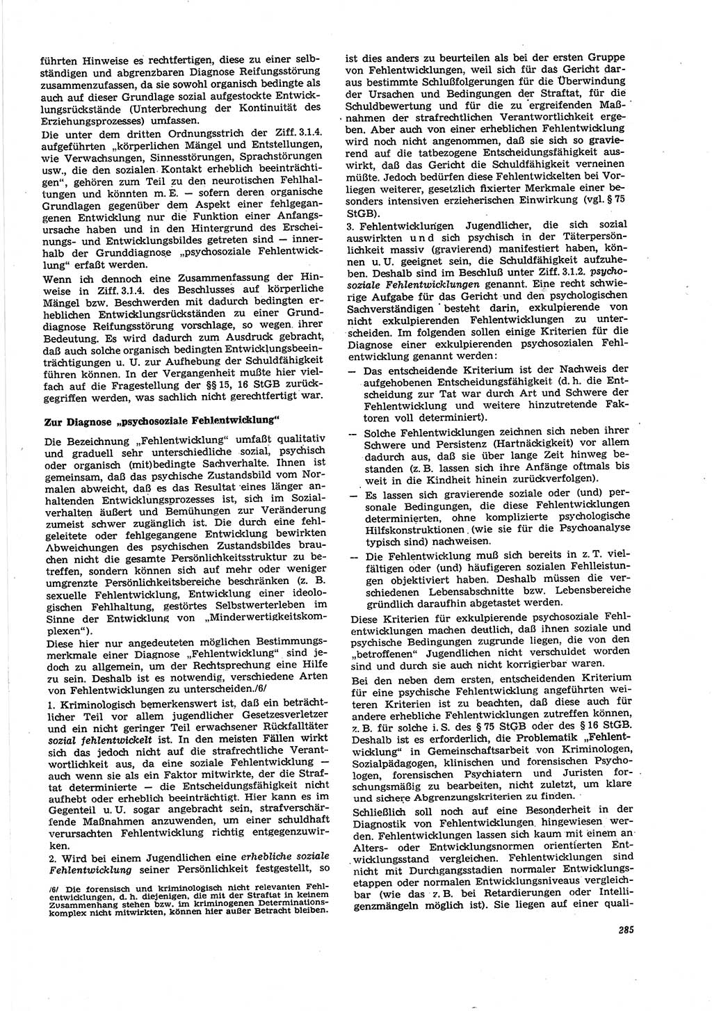 Neue Justiz (NJ), Zeitschrift für Recht und Rechtswissenschaft [Deutsche Demokratische Republik (DDR)], 27. Jahrgang 1973, Seite 285 (NJ DDR 1973, S. 285)