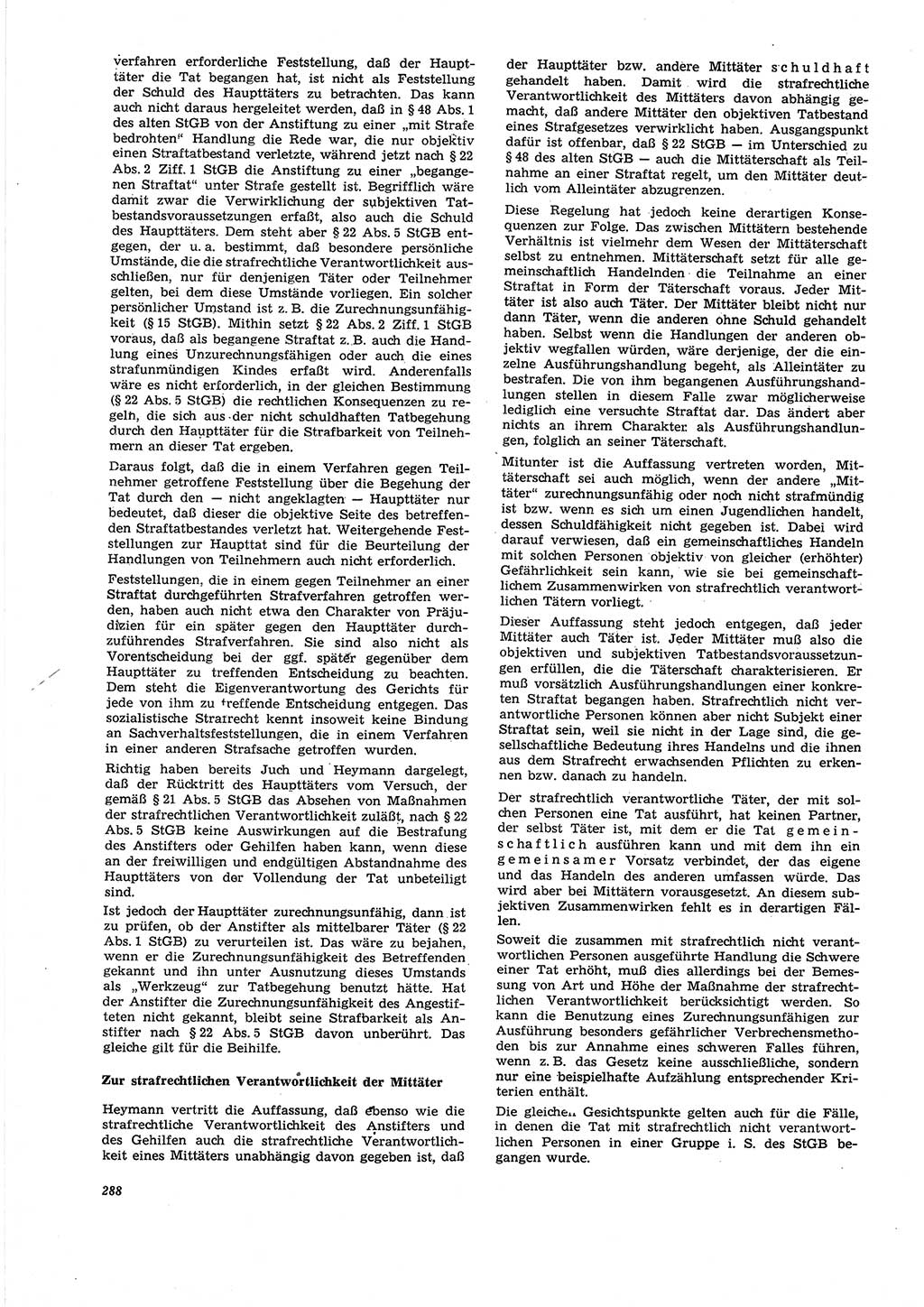 Neue Justiz (NJ), Zeitschrift für Recht und Rechtswissenschaft [Deutsche Demokratische Republik (DDR)], 27. Jahrgang 1973, Seite 288 (NJ DDR 1973, S. 288)