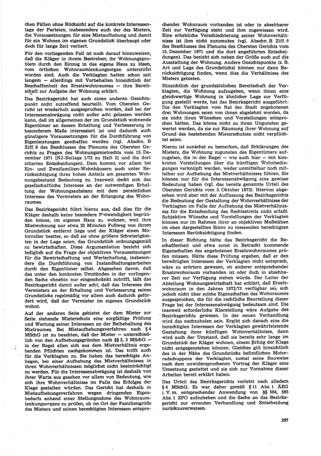 Neue Justiz (NJ), Zeitschrift für Recht und Rechtswissenschaft [Deutsche Demokratische Republik (DDR)], 27. Jahrgang 1973, Seite 297 (NJ DDR 1973, S. 297)