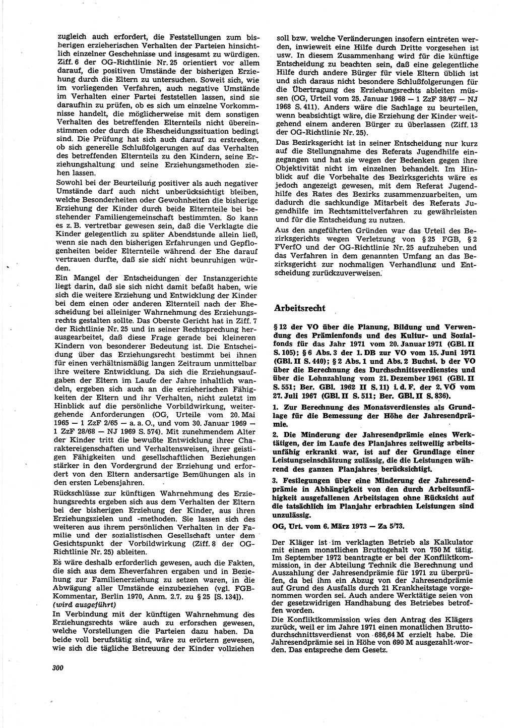 Neue Justiz (NJ), Zeitschrift für Recht und Rechtswissenschaft [Deutsche Demokratische Republik (DDR)], 27. Jahrgang 1973, Seite 300 (NJ DDR 1973, S. 300)