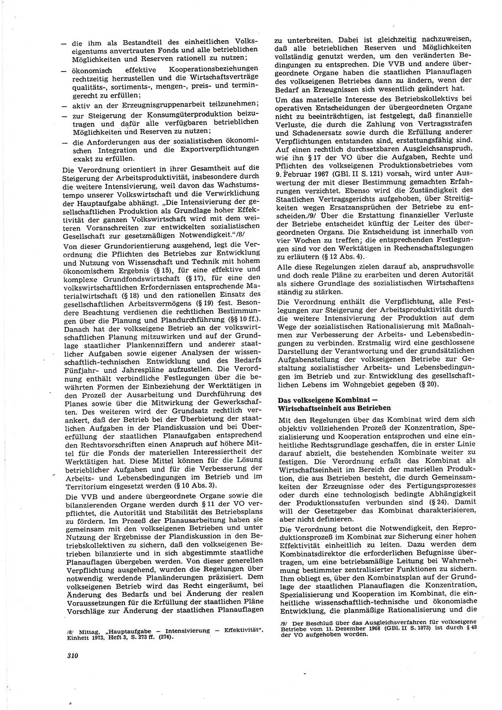 Neue Justiz (NJ), Zeitschrift für Recht und Rechtswissenschaft [Deutsche Demokratische Republik (DDR)], 27. Jahrgang 1973, Seite 310 (NJ DDR 1973, S. 310)