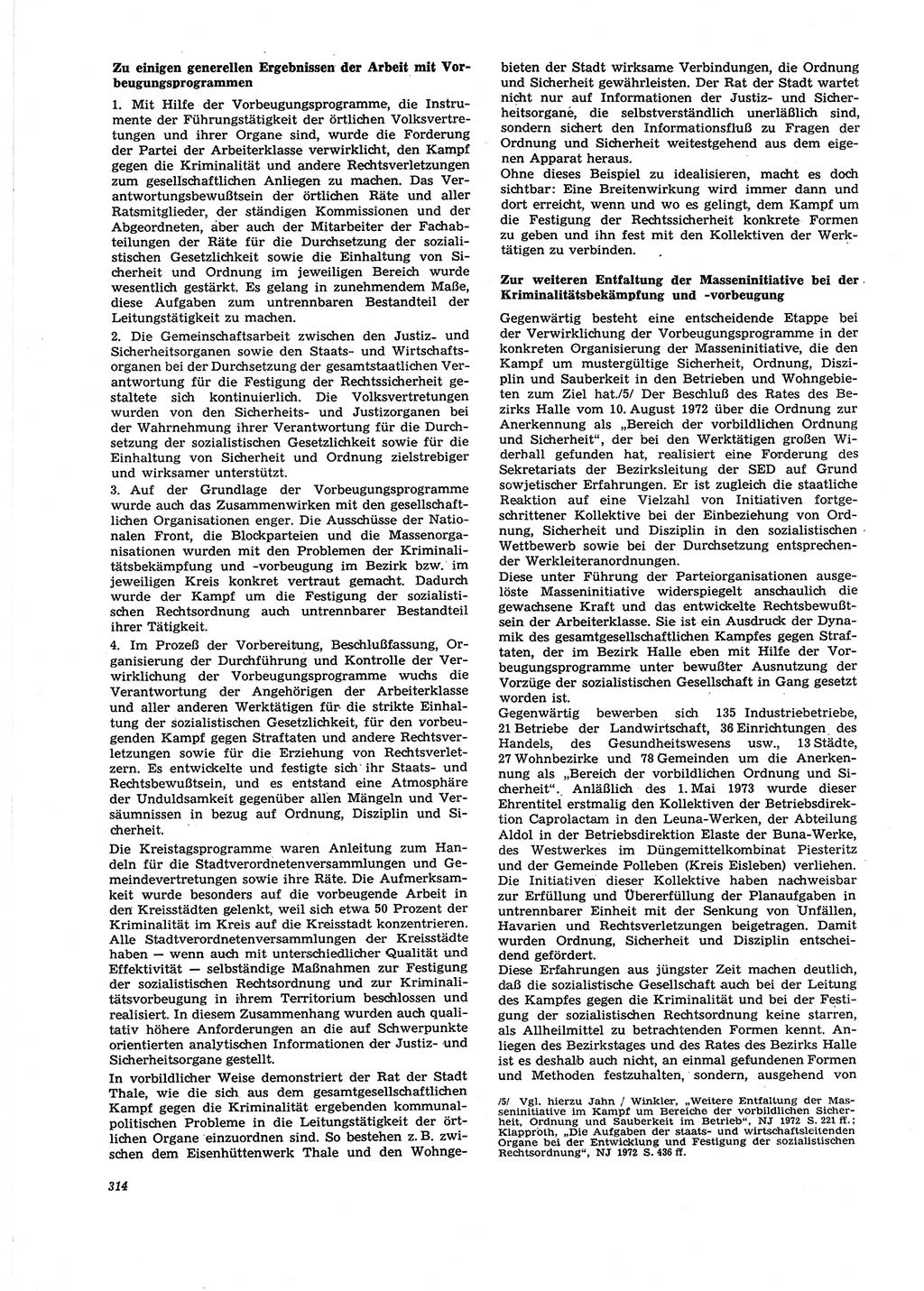Neue Justiz (NJ), Zeitschrift für Recht und Rechtswissenschaft [Deutsche Demokratische Republik (DDR)], 27. Jahrgang 1973, Seite 314 (NJ DDR 1973, S. 314)
