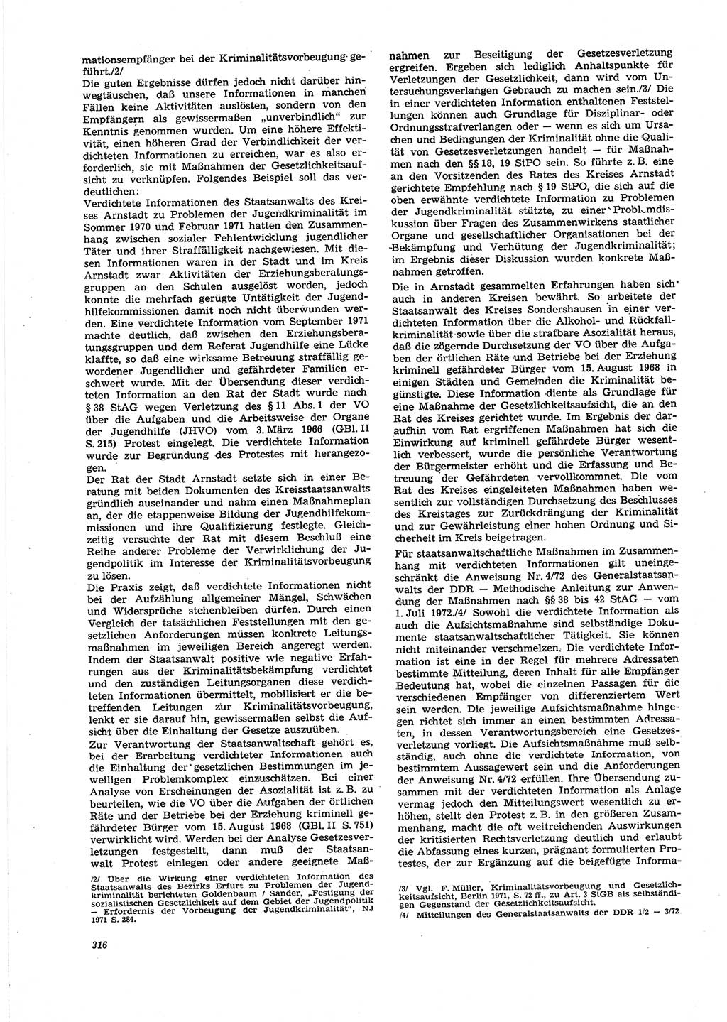 Neue Justiz (NJ), Zeitschrift für Recht und Rechtswissenschaft [Deutsche Demokratische Republik (DDR)], 27. Jahrgang 1973, Seite 316 (NJ DDR 1973, S. 316)