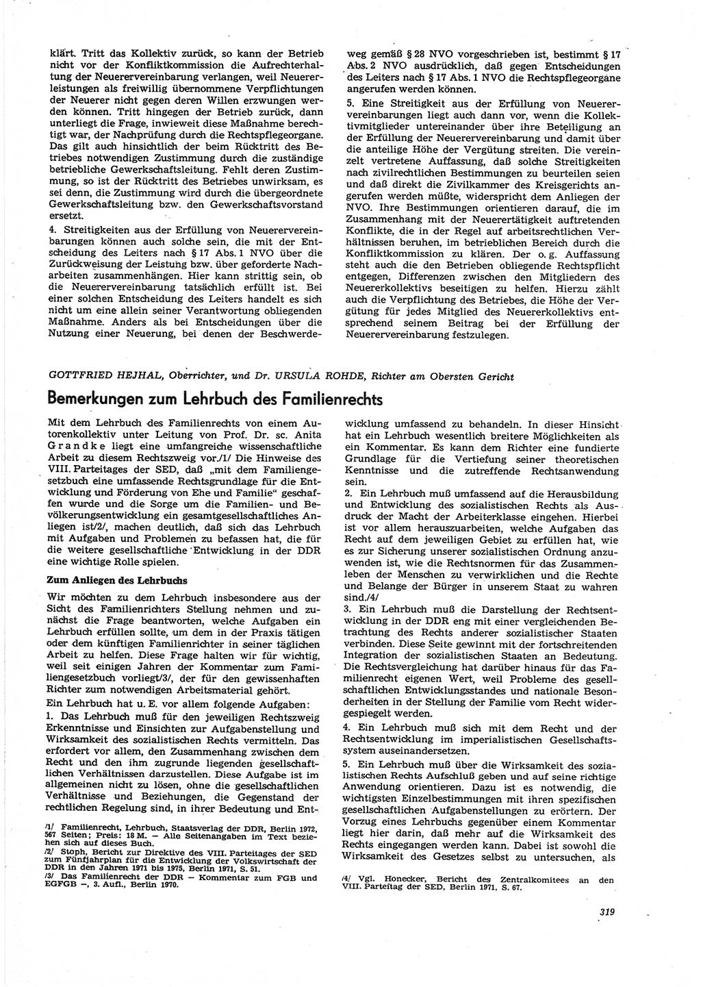 Neue Justiz (NJ), Zeitschrift für Recht und Rechtswissenschaft [Deutsche Demokratische Republik (DDR)], 27. Jahrgang 1973, Seite 319 (NJ DDR 1973, S. 319)