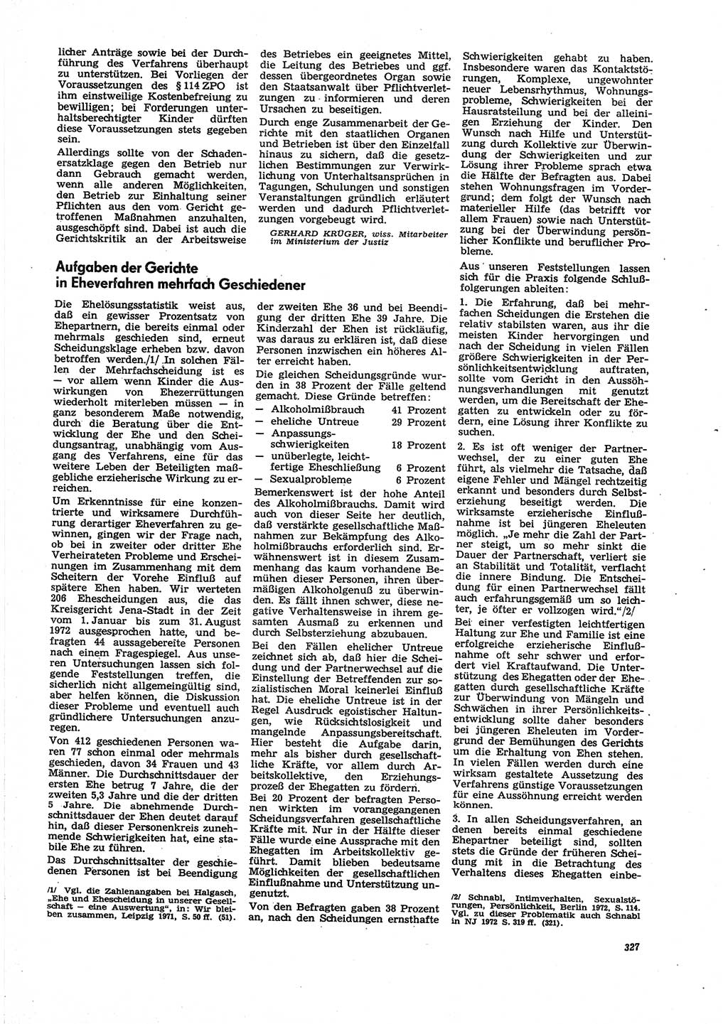 Neue Justiz (NJ), Zeitschrift für Recht und Rechtswissenschaft [Deutsche Demokratische Republik (DDR)], 27. Jahrgang 1973, Seite 327 (NJ DDR 1973, S. 327)