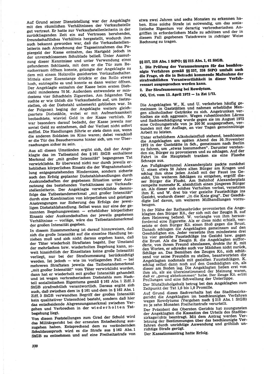Neue Justiz (NJ), Zeitschrift für Recht und Rechtswissenschaft [Deutsche Demokratische Republik (DDR)], 27. Jahrgang 1973, Seite 330 (NJ DDR 1973, S. 330)