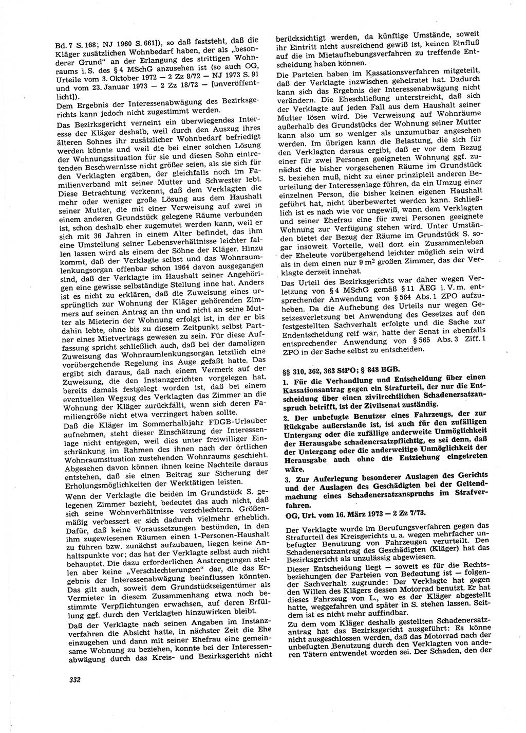 Neue Justiz (NJ), Zeitschrift für Recht und Rechtswissenschaft [Deutsche Demokratische Republik (DDR)], 27. Jahrgang 1973, Seite 332 (NJ DDR 1973, S. 332)