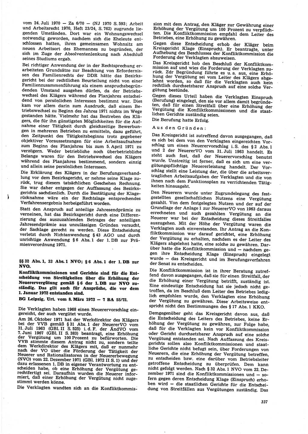 Neue Justiz (NJ), Zeitschrift für Recht und Rechtswissenschaft [Deutsche Demokratische Republik (DDR)], 27. Jahrgang 1973, Seite 337 (NJ DDR 1973, S. 337)