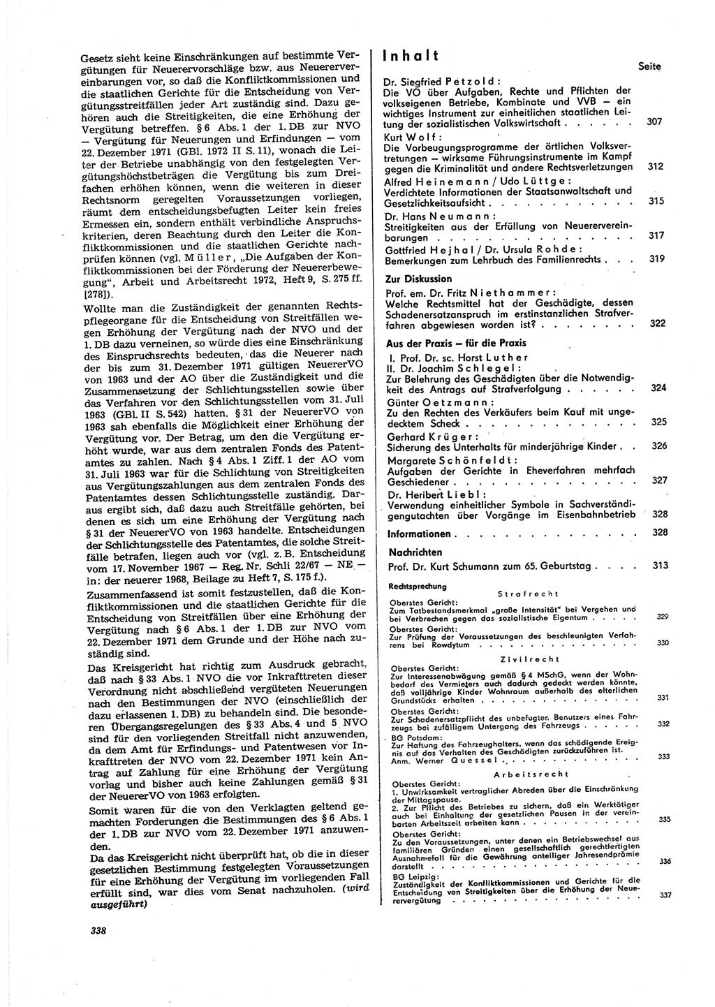 Neue Justiz (NJ), Zeitschrift für Recht und Rechtswissenschaft [Deutsche Demokratische Republik (DDR)], 27. Jahrgang 1973, Seite 338 (NJ DDR 1973, S. 338)