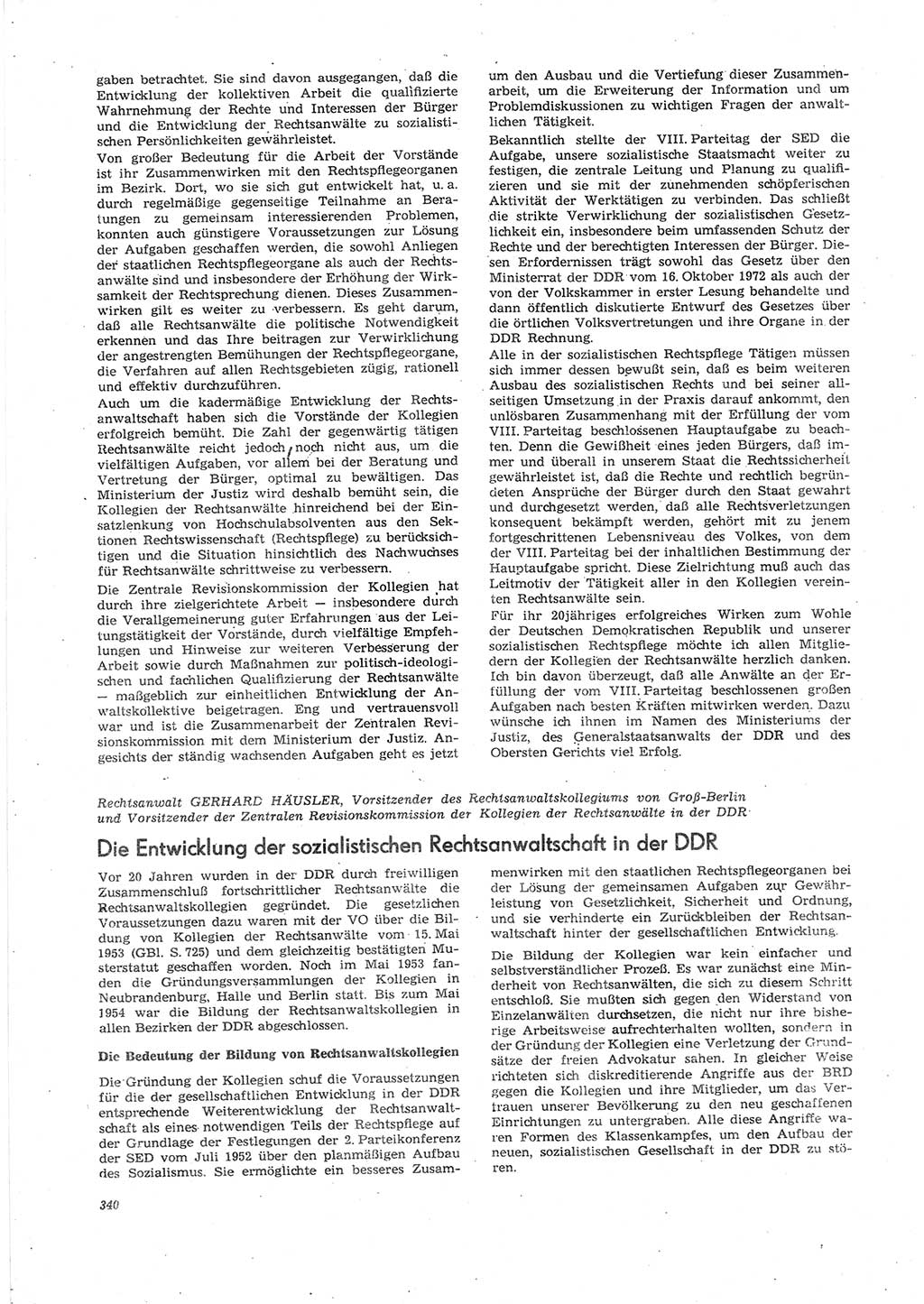 Neue Justiz (NJ), Zeitschrift für Recht und Rechtswissenschaft [Deutsche Demokratische Republik (DDR)], 27. Jahrgang 1973, Seite 340 (NJ DDR 1973, S. 340)