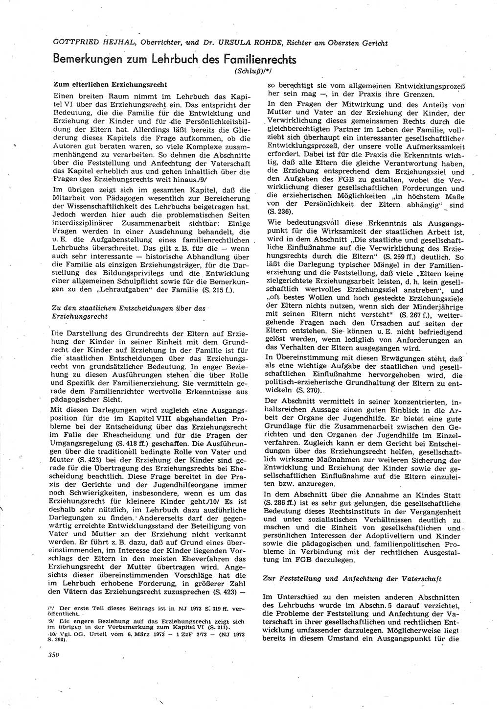 Neue Justiz (NJ), Zeitschrift für Recht und Rechtswissenschaft [Deutsche Demokratische Republik (DDR)], 27. Jahrgang 1973, Seite 350 (NJ DDR 1973, S. 350)