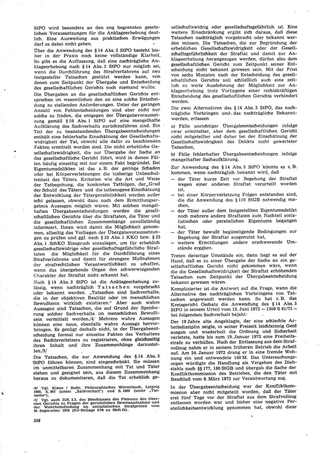 Neue Justiz (NJ), Zeitschrift für Recht und Rechtswissenschaft [Deutsche Demokratische Republik (DDR)], 27. Jahrgang 1973, Seite 356 (NJ DDR 1973, S. 356)