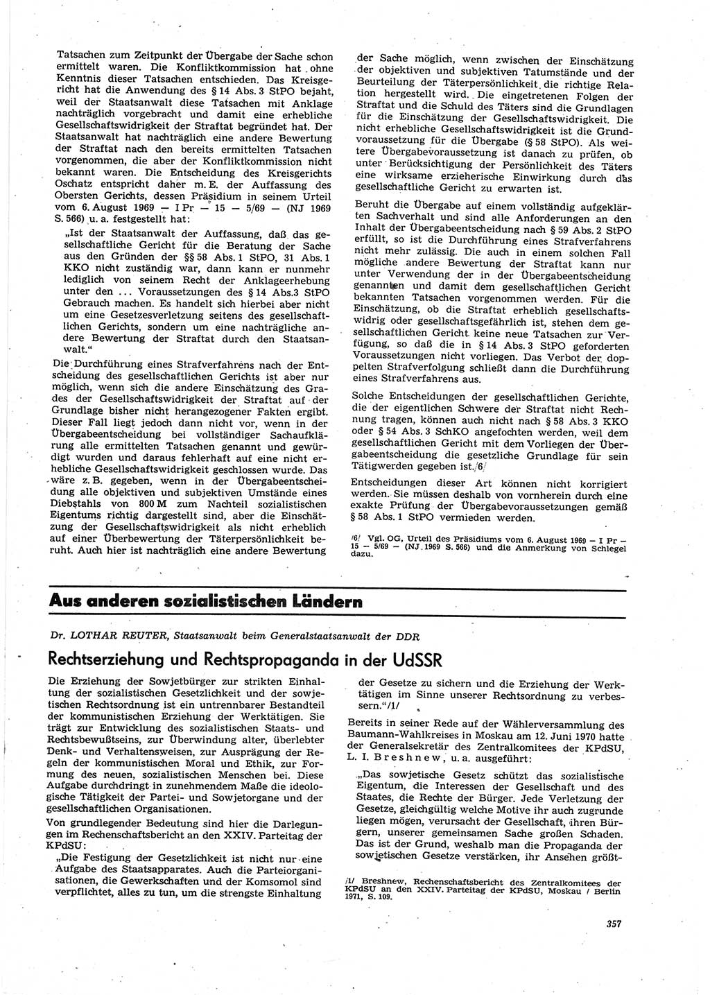 Neue Justiz (NJ), Zeitschrift für Recht und Rechtswissenschaft [Deutsche Demokratische Republik (DDR)], 27. Jahrgang 1973, Seite 357 (NJ DDR 1973, S. 357)