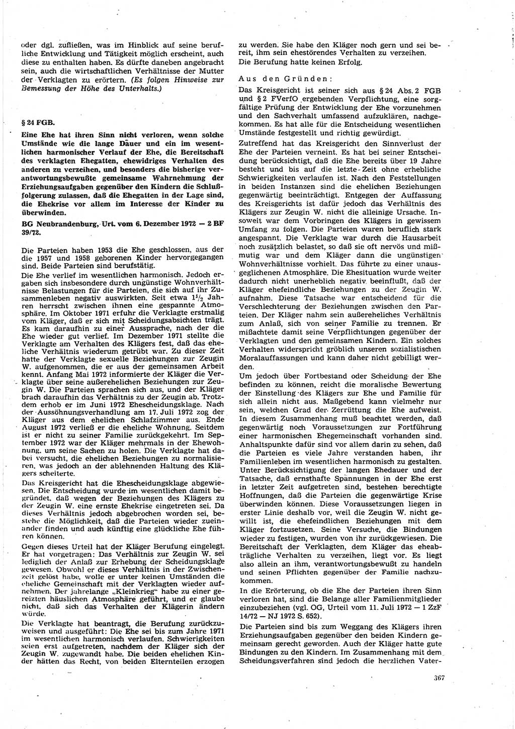 Neue Justiz (NJ), Zeitschrift für Recht und Rechtswissenschaft [Deutsche Demokratische Republik (DDR)], 27. Jahrgang 1973, Seite 367 (NJ DDR 1973, S. 367)