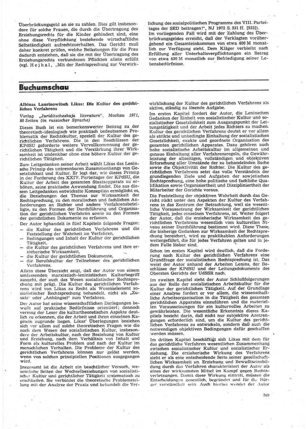 Neue Justiz (NJ), Zeitschrift für Recht und Rechtswissenschaft [Deutsche Demokratische Republik (DDR)], 27. Jahrgang 1973, Seite 369 (NJ DDR 1973, S. 369)