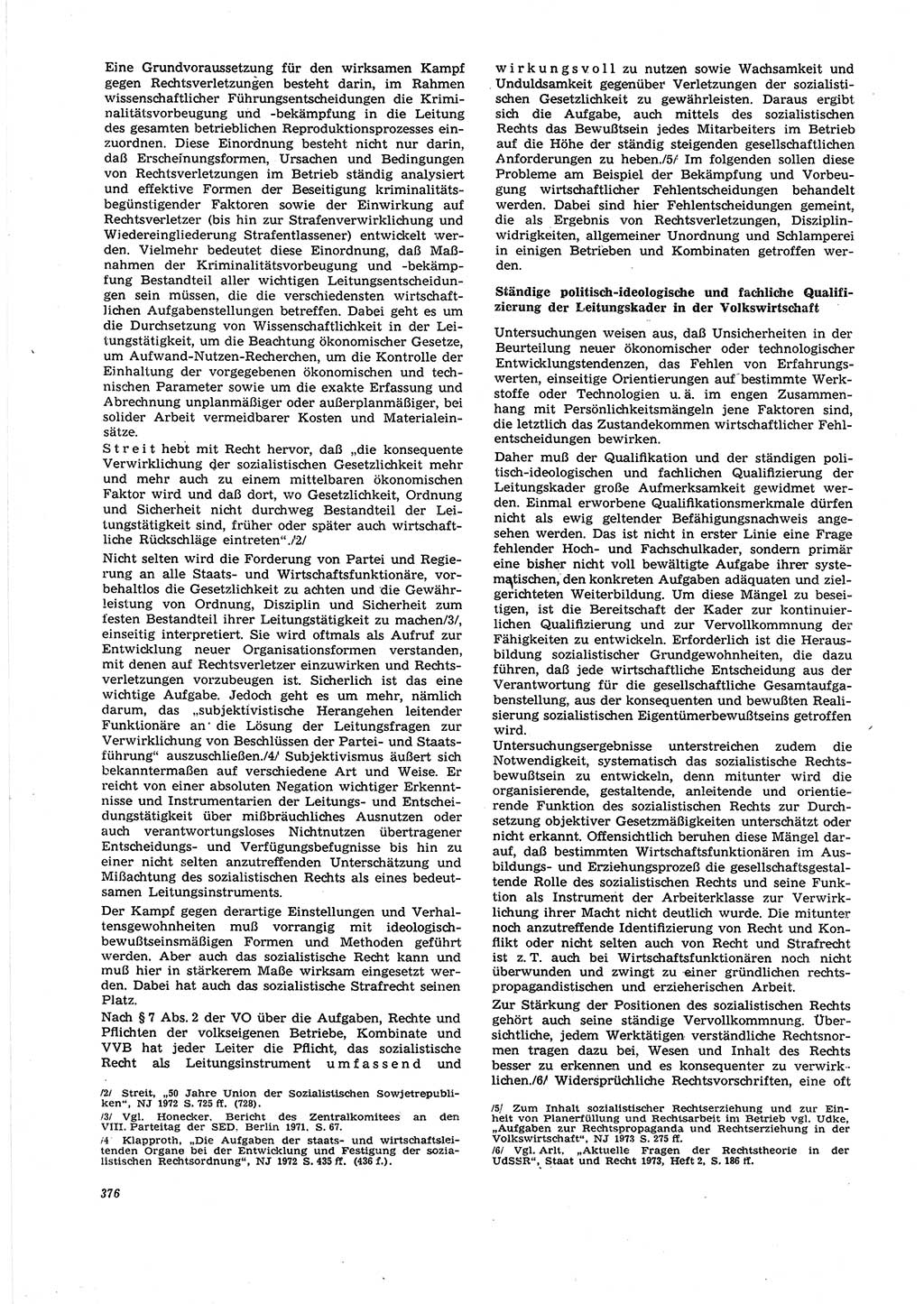 Neue Justiz (NJ), Zeitschrift für Recht und Rechtswissenschaft [Deutsche Demokratische Republik (DDR)], 27. Jahrgang 1973, Seite 376 (NJ DDR 1973, S. 376)