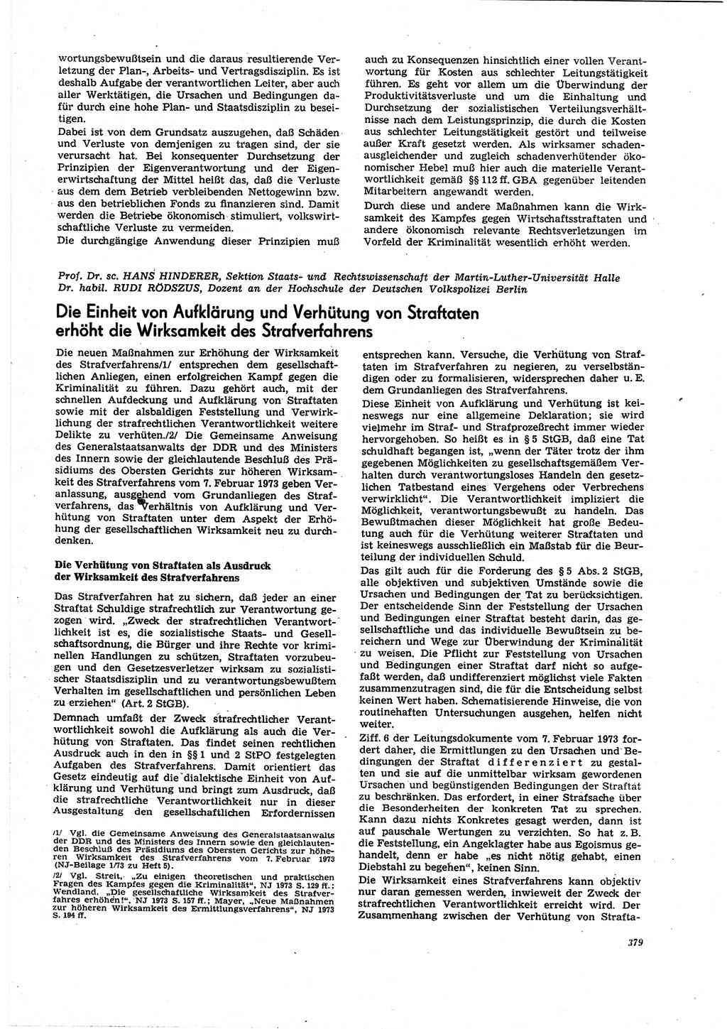 Neue Justiz (NJ), Zeitschrift für Recht und Rechtswissenschaft [Deutsche Demokratische Republik (DDR)], 27. Jahrgang 1973, Seite 379 (NJ DDR 1973, S. 379)