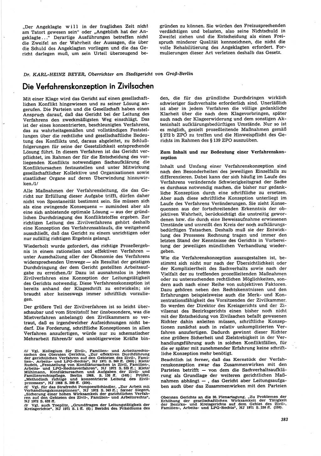 Neue Justiz (NJ), Zeitschrift für Recht und Rechtswissenschaft [Deutsche Demokratische Republik (DDR)], 27. Jahrgang 1973, Seite 383 (NJ DDR 1973, S. 383)