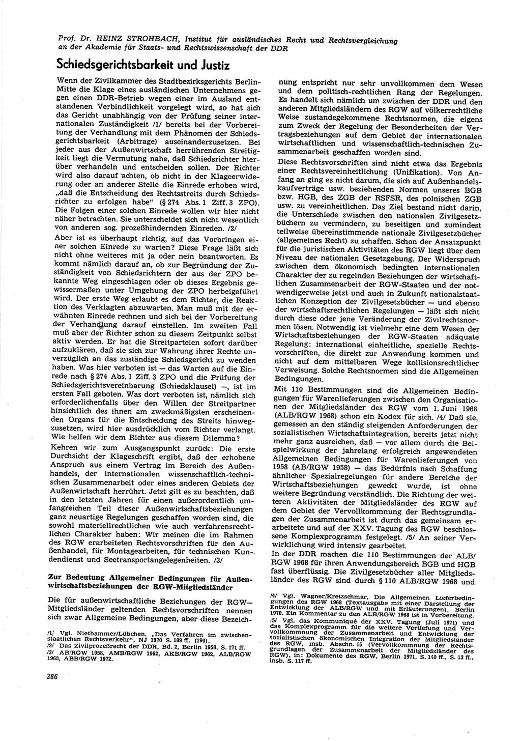 Neue Justiz (NJ), Zeitschrift für Recht und Rechtswissenschaft [Deutsche Demokratische Republik (DDR)], 27. Jahrgang 1973, Seite 386 (NJ DDR 1973, S. 386)