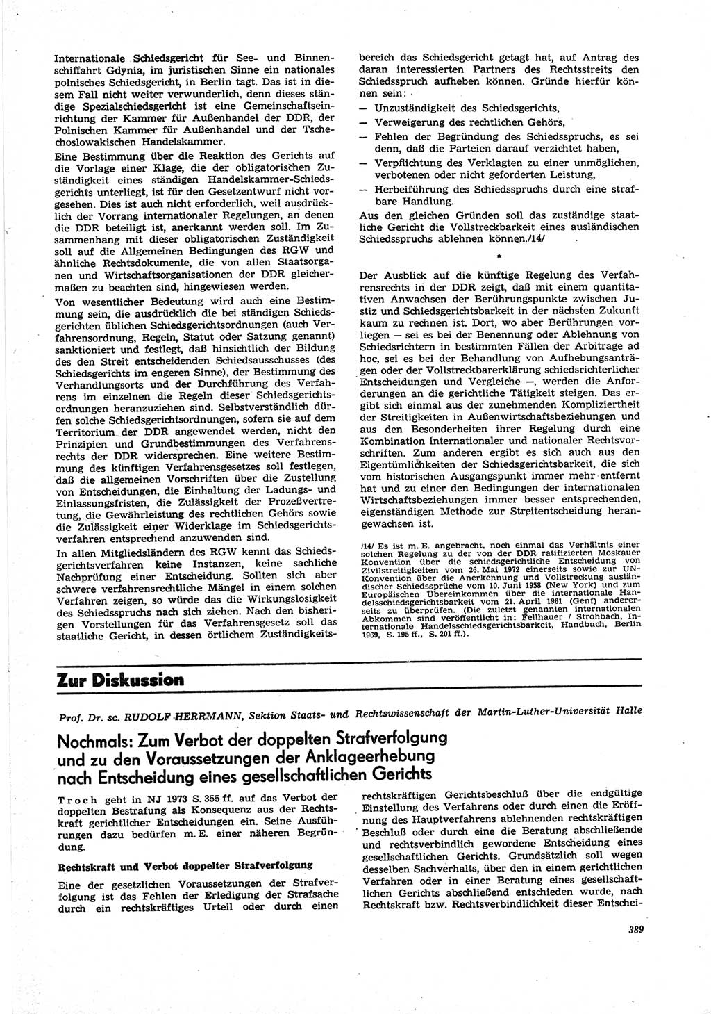 Neue Justiz (NJ), Zeitschrift für Recht und Rechtswissenschaft [Deutsche Demokratische Republik (DDR)], 27. Jahrgang 1973, Seite 389 (NJ DDR 1973, S. 389)