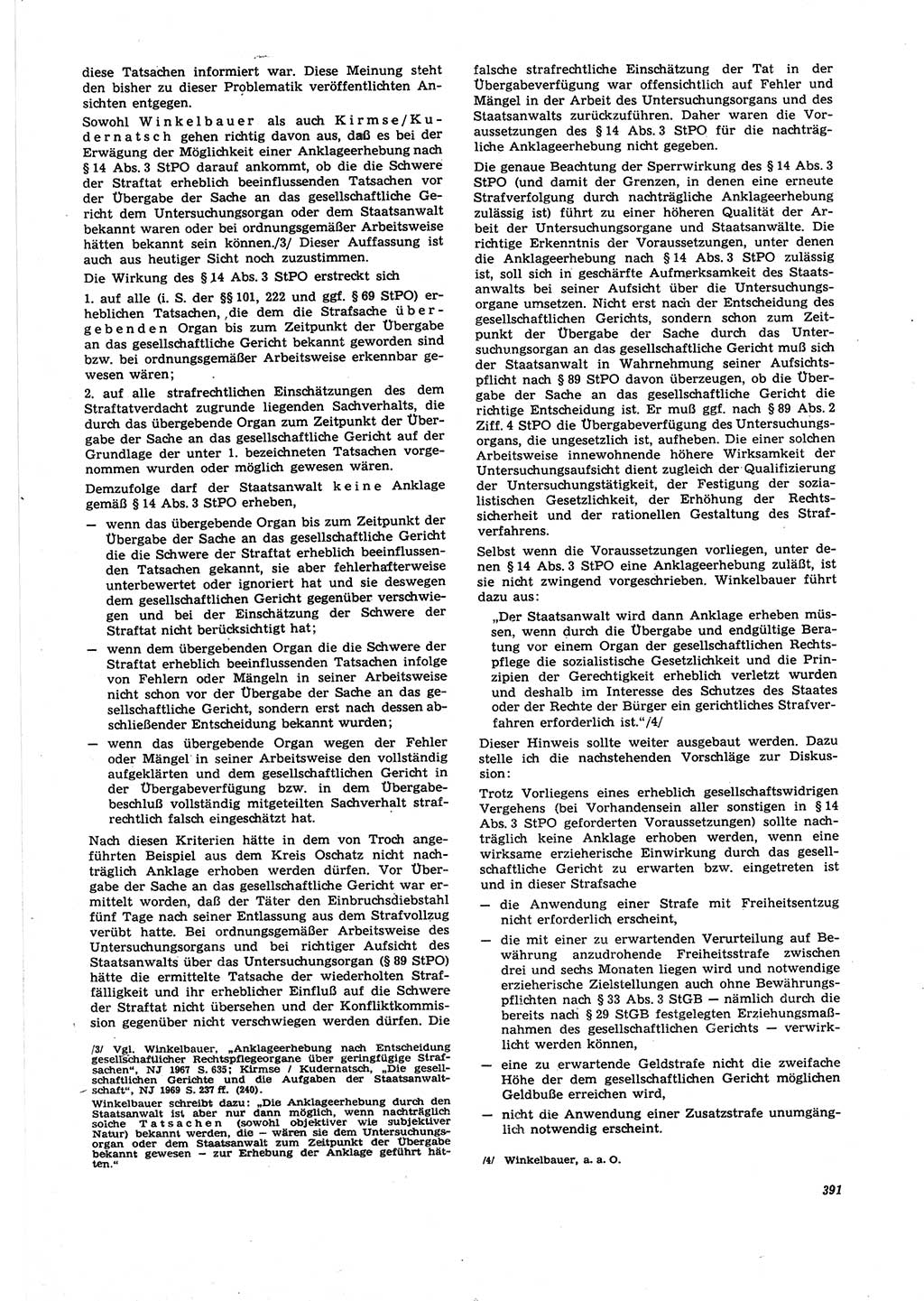 Neue Justiz (NJ), Zeitschrift für Recht und Rechtswissenschaft [Deutsche Demokratische Republik (DDR)], 27. Jahrgang 1973, Seite 391 (NJ DDR 1973, S. 391)