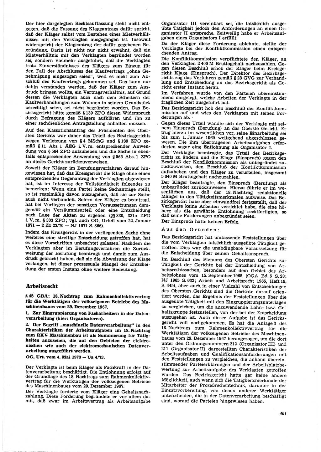 Neue Justiz (NJ), Zeitschrift für Recht und Rechtswissenschaft [Deutsche Demokratische Republik (DDR)], 27. Jahrgang 1973, Seite 401 (NJ DDR 1973, S. 401)
