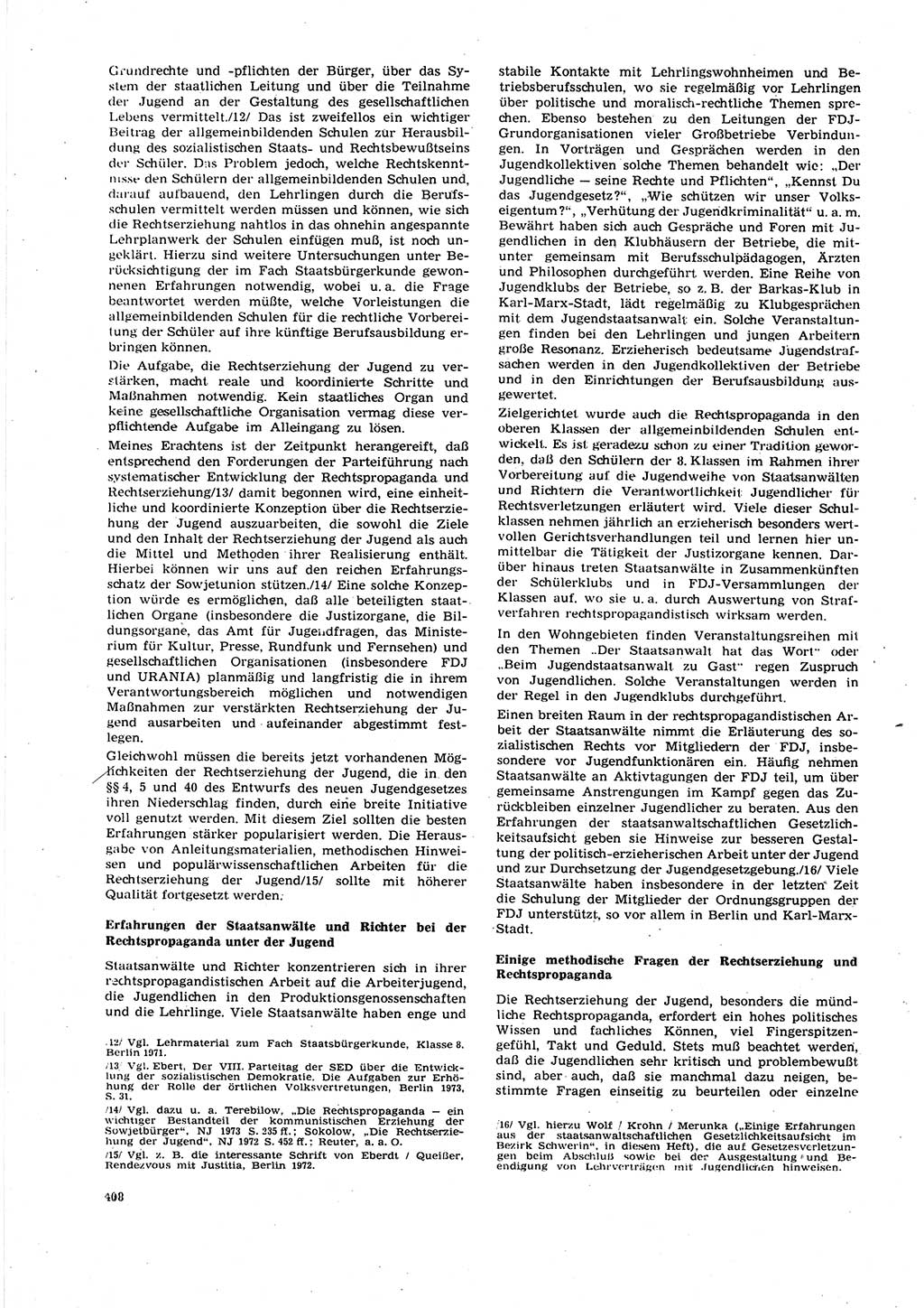 Neue Justiz (NJ), Zeitschrift für Recht und Rechtswissenschaft [Deutsche Demokratische Republik (DDR)], 27. Jahrgang 1973, Seite 408 (NJ DDR 1973, S. 408)