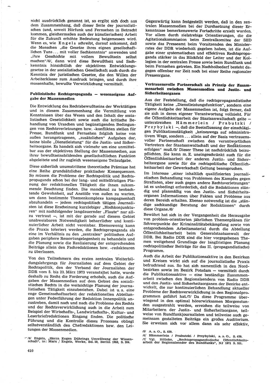 Neue Justiz (NJ), Zeitschrift für Recht und Rechtswissenschaft [Deutsche Demokratische Republik (DDR)], 27. Jahrgang 1973, Seite 410 (NJ DDR 1973, S. 410)