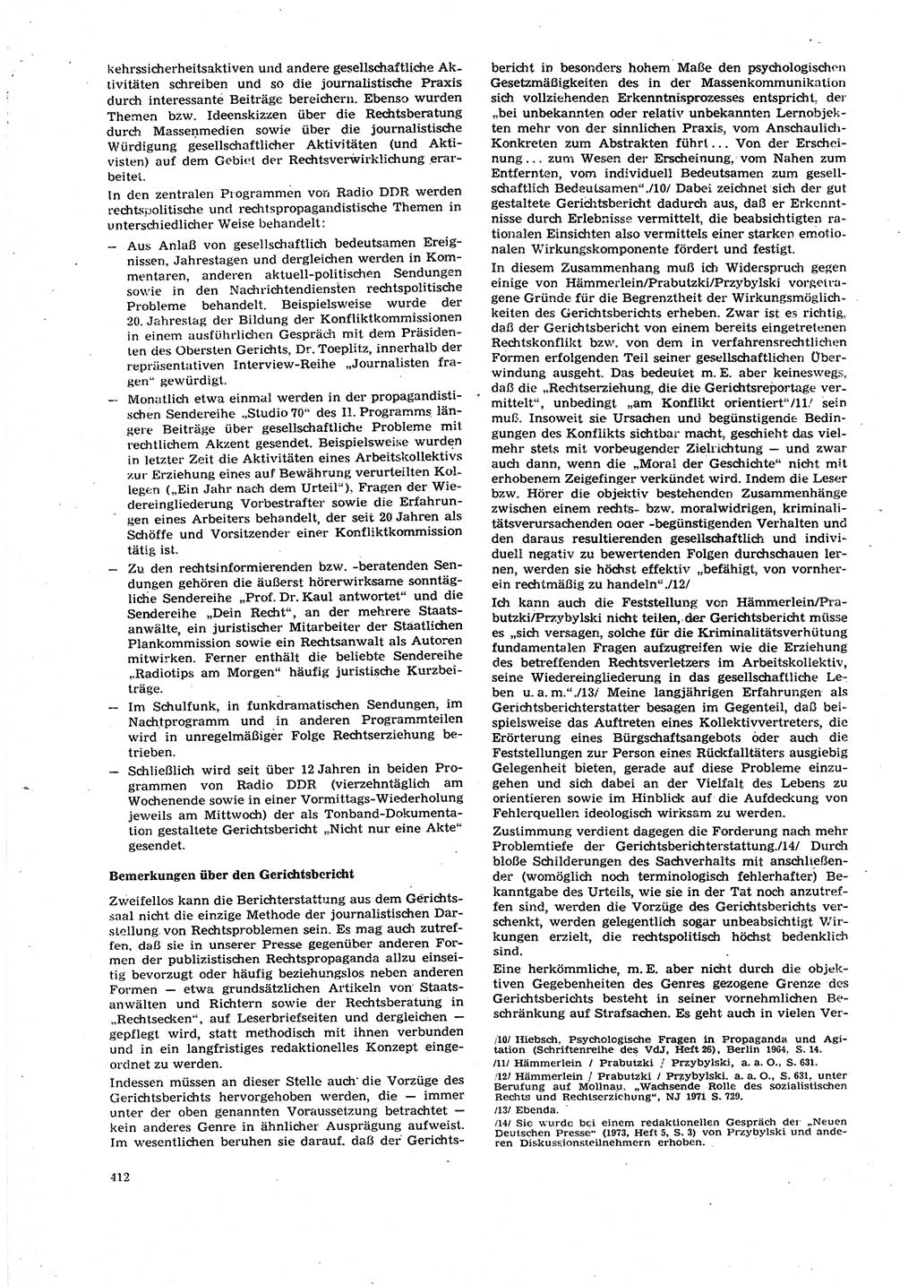 Neue Justiz (NJ), Zeitschrift für Recht und Rechtswissenschaft [Deutsche Demokratische Republik (DDR)], 27. Jahrgang 1973, Seite 412 (NJ DDR 1973, S. 412)