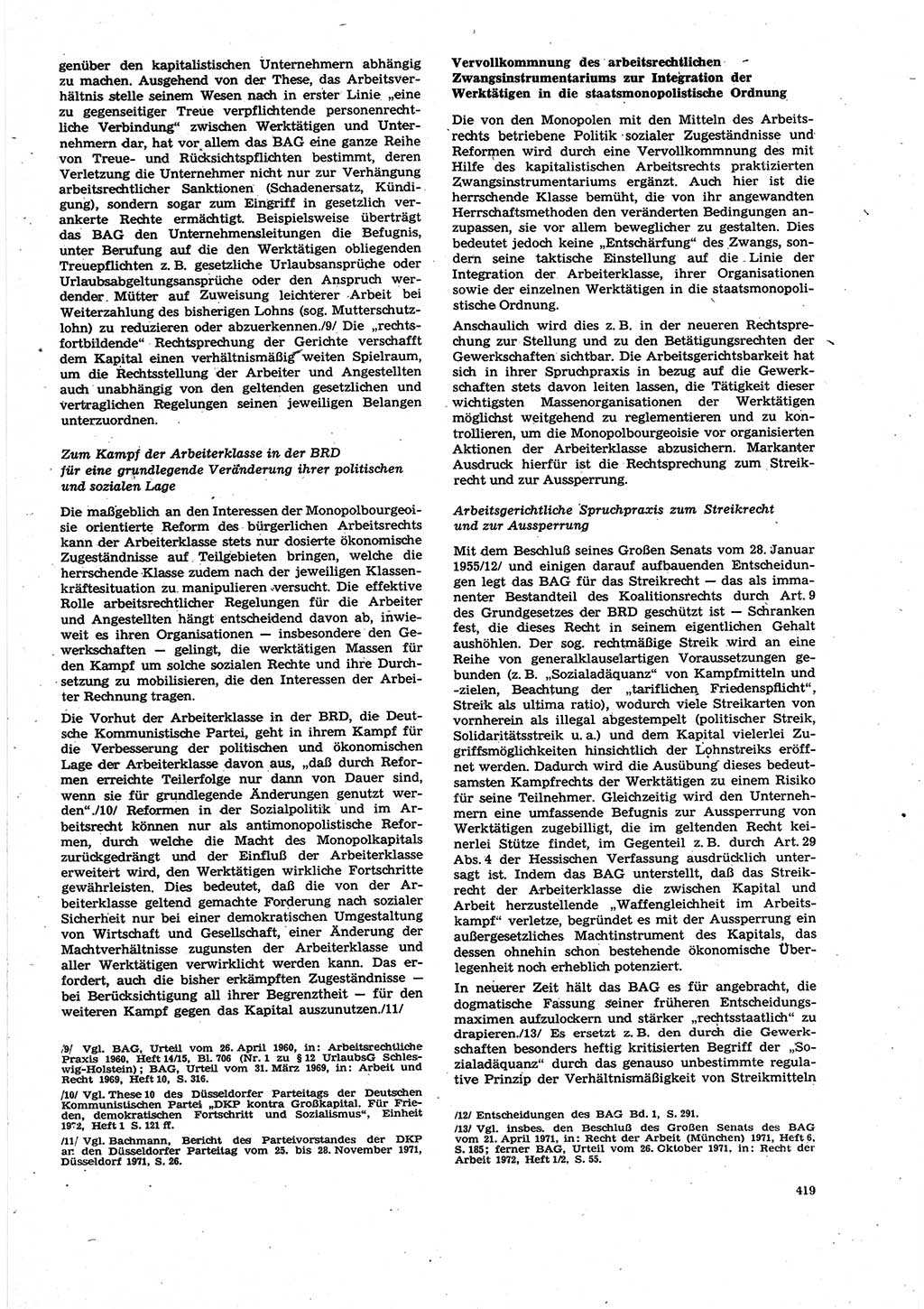 Neue Justiz (NJ), Zeitschrift für Recht und Rechtswissenschaft [Deutsche Demokratische Republik (DDR)], 27. Jahrgang 1973, Seite 419 (NJ DDR 1973, S. 419)