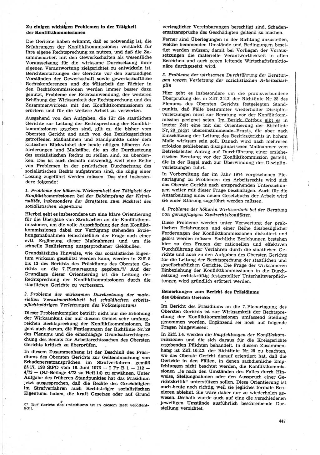 Neue Justiz (NJ), Zeitschrift für Recht und Rechtswissenschaft [Deutsche Demokratische Republik (DDR)], 27. Jahrgang 1973, Seite 447 (NJ DDR 1973, S. 447)