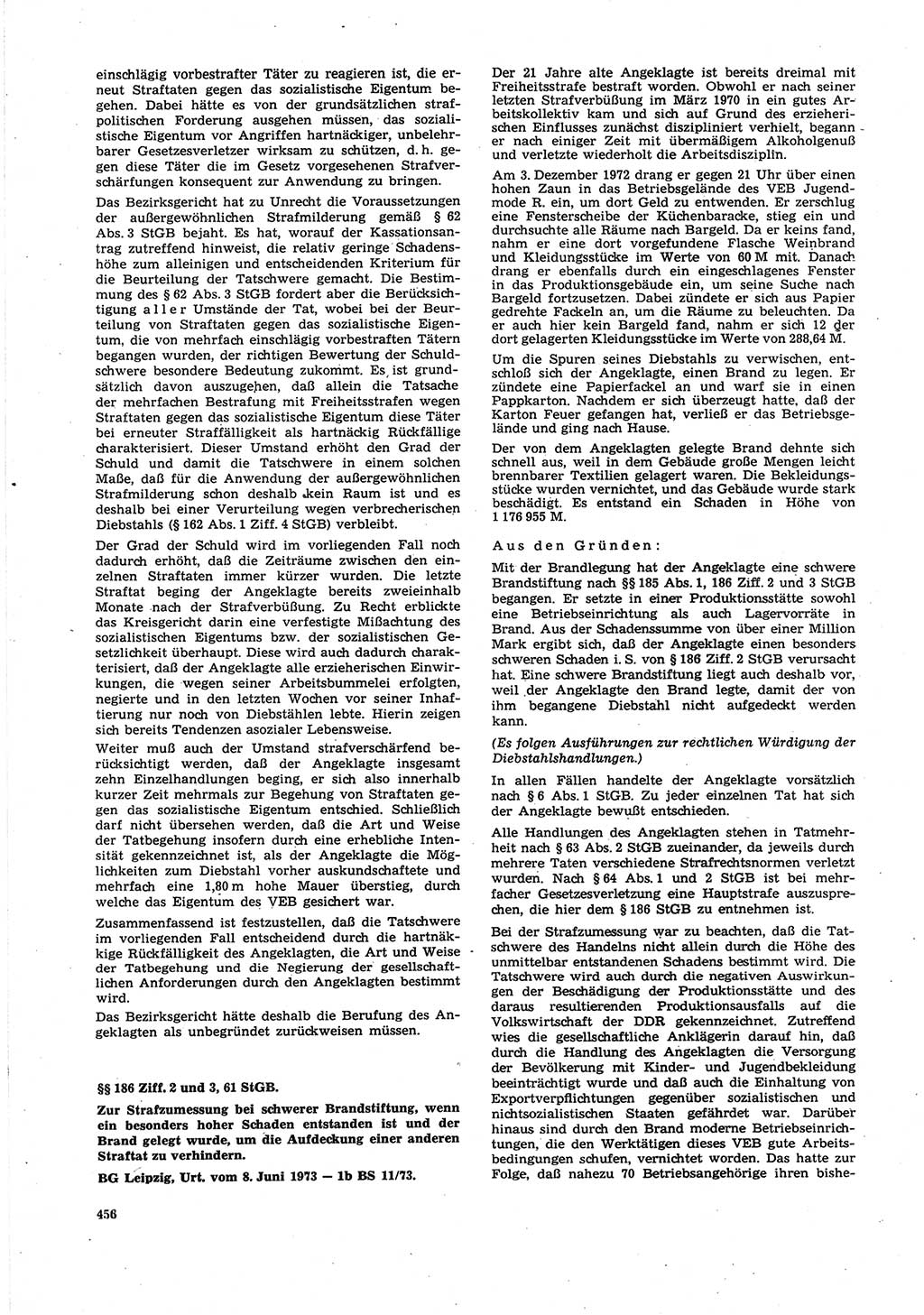 Neue Justiz (NJ), Zeitschrift für Recht und Rechtswissenschaft [Deutsche Demokratische Republik (DDR)], 27. Jahrgang 1973, Seite 456 (NJ DDR 1973, S. 456)