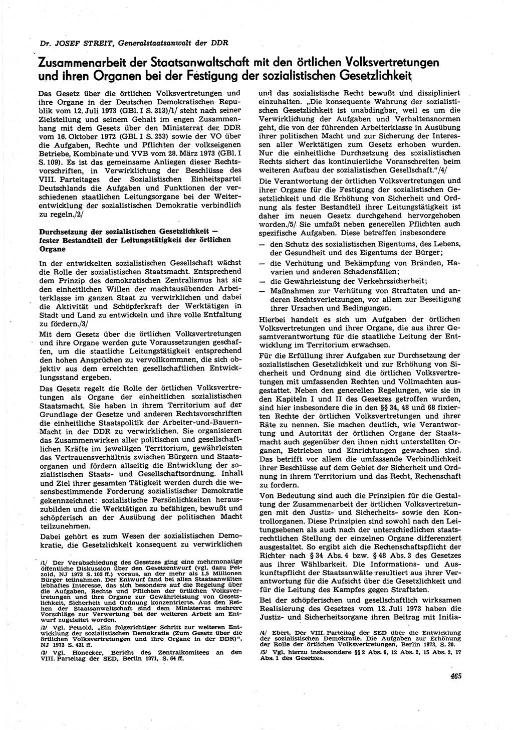 Neue Justiz (NJ), Zeitschrift für Recht und Rechtswissenschaft [Deutsche Demokratische Republik (DDR)], 27. Jahrgang 1973, Seite 465 (NJ DDR 1973, S. 465)