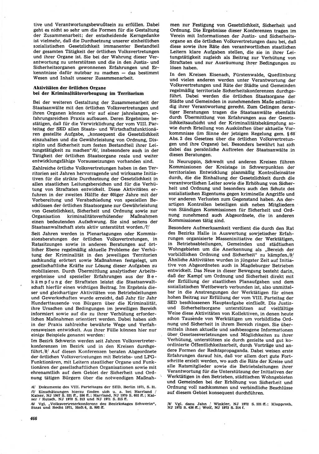 Neue Justiz (NJ), Zeitschrift für Recht und Rechtswissenschaft [Deutsche Demokratische Republik (DDR)], 27. Jahrgang 1973, Seite 466 (NJ DDR 1973, S. 466)