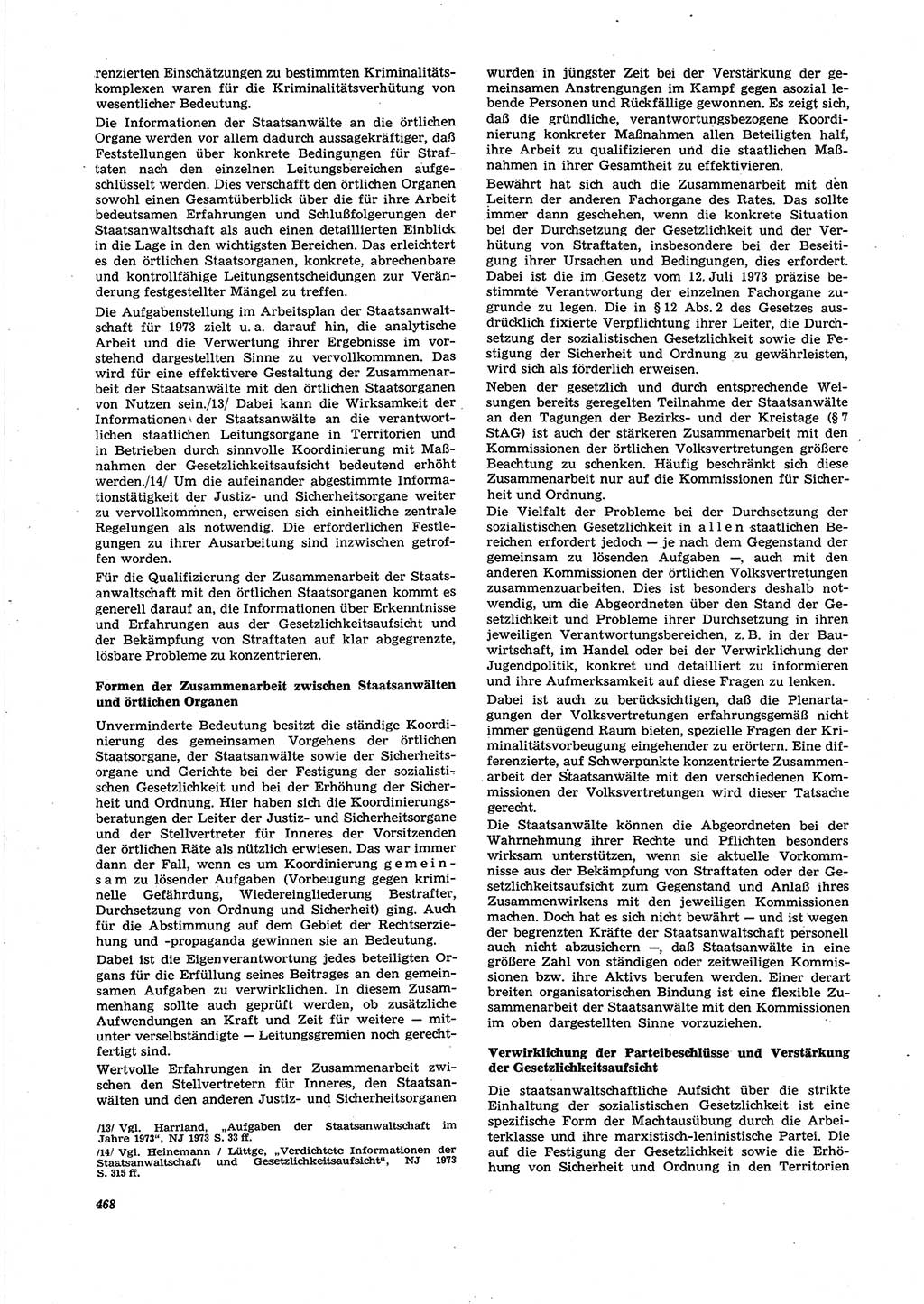 Neue Justiz (NJ), Zeitschrift für Recht und Rechtswissenschaft [Deutsche Demokratische Republik (DDR)], 27. Jahrgang 1973, Seite 468 (NJ DDR 1973, S. 468)