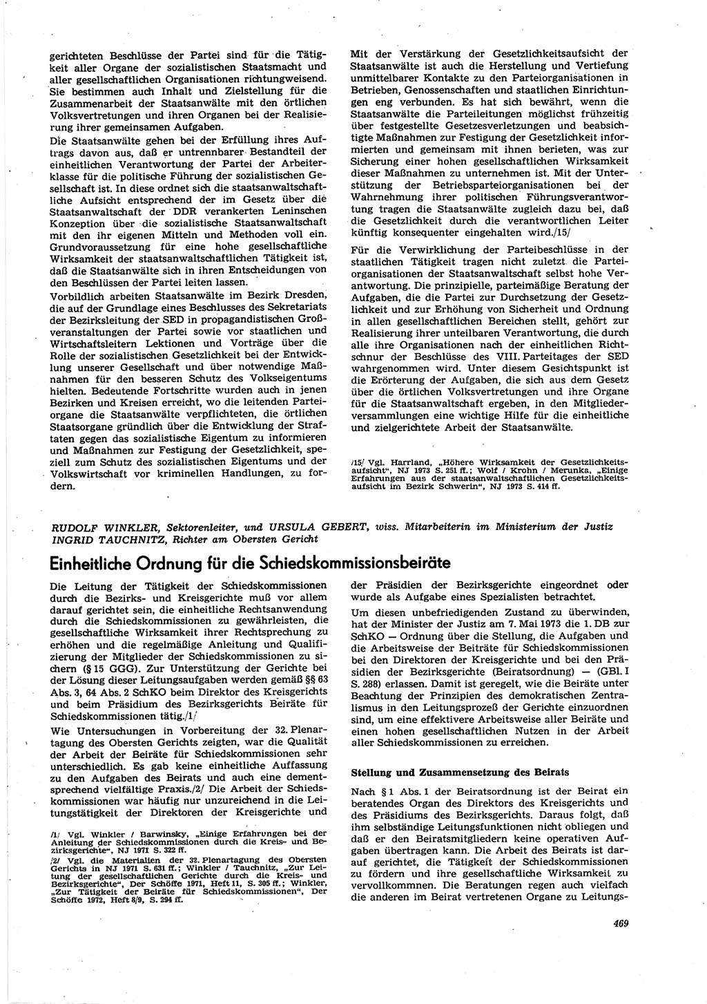 Neue Justiz (NJ), Zeitschrift für Recht und Rechtswissenschaft [Deutsche Demokratische Republik (DDR)], 27. Jahrgang 1973, Seite 469 (NJ DDR 1973, S. 469)