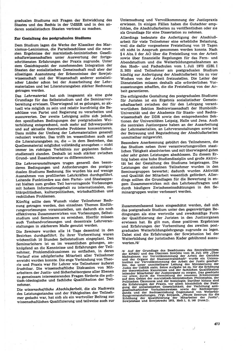 Neue Justiz (NJ), Zeitschrift für Recht und Rechtswissenschaft [Deutsche Demokratische Republik (DDR)], 27. Jahrgang 1973, Seite 473 (NJ DDR 1973, S. 473)